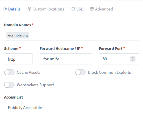 Proxy Manager Proxy Details