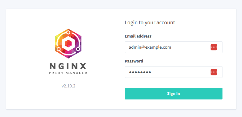 Proxy Manager Login Screen