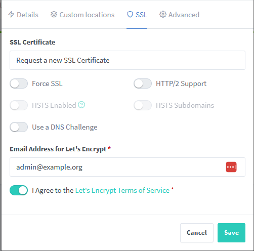 Proxy Manager Proxy SSL